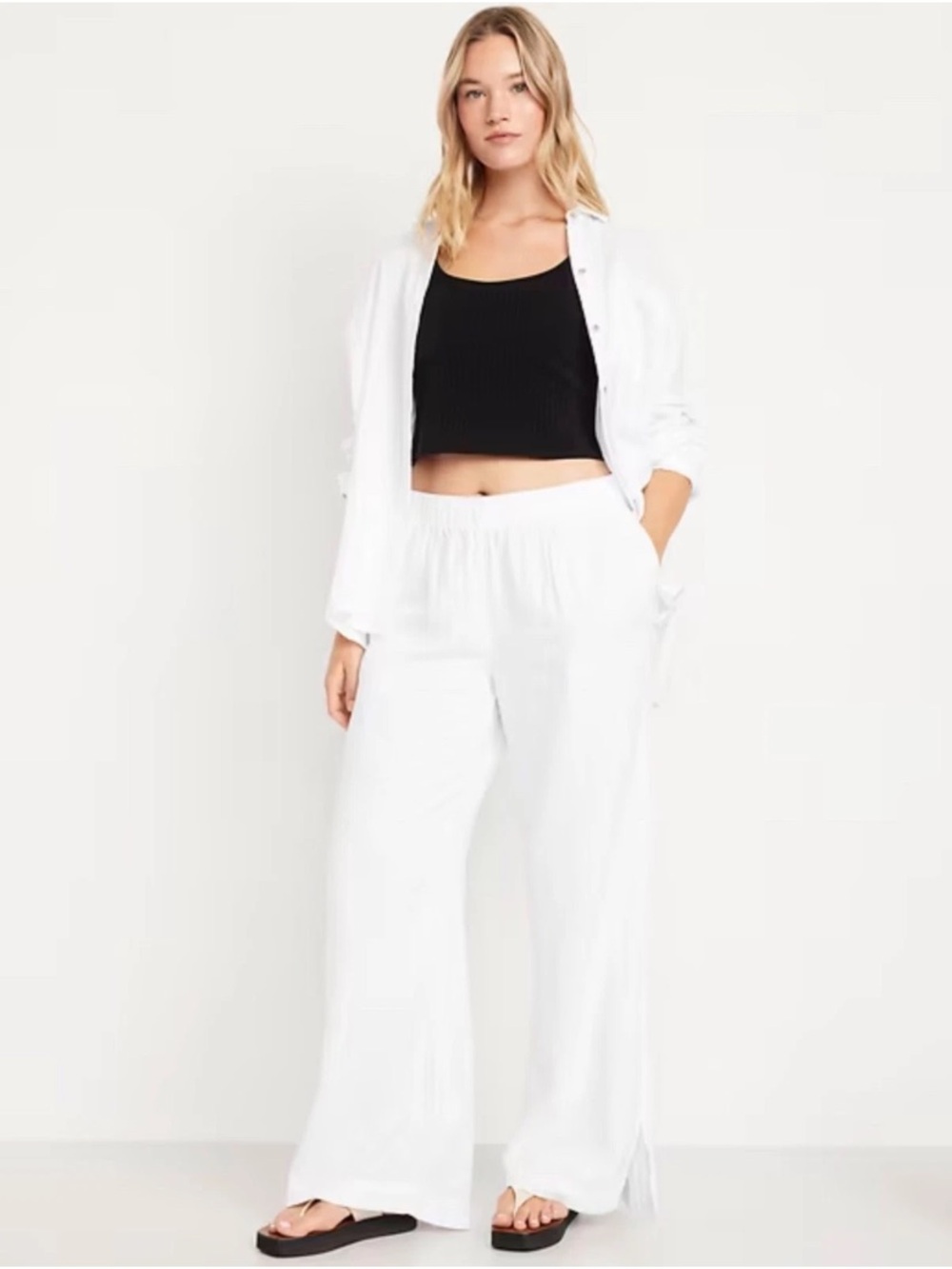 Old Navy High-Waisted Crinkle Gauze Pull-On Ankle Pants